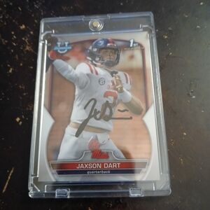 Jaxson Dart Autographed Rookie Card - Ole Miss (Red, Navy)
